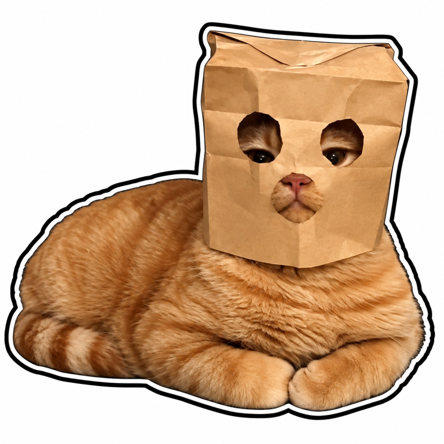 BagCat meme cat wearing a paper bag